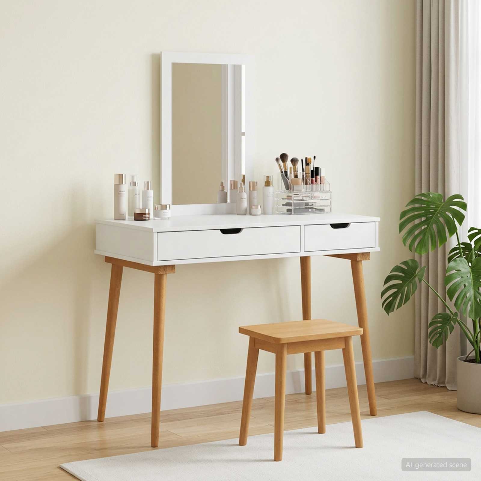 Ensemble de Coiffeuse FAUSKE 2 pc Blanc 100 x 50 x 143 cm - XIOS
