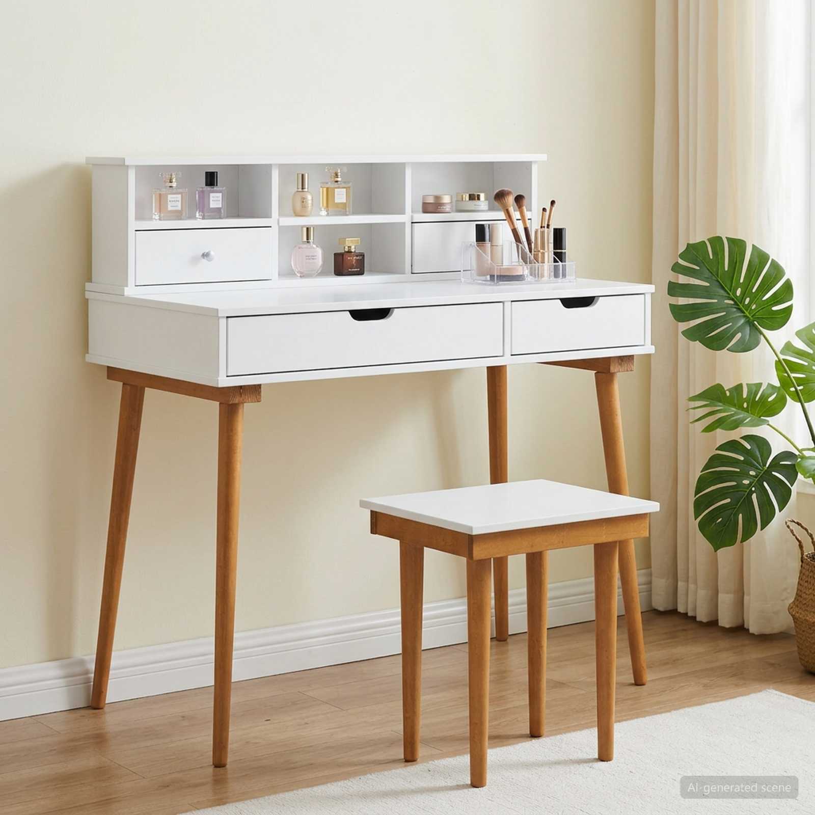 Ensemble de Coiffeuse FAUSKE 3 pc Blanc 100 x 50 x 103,5 cm - XIOS