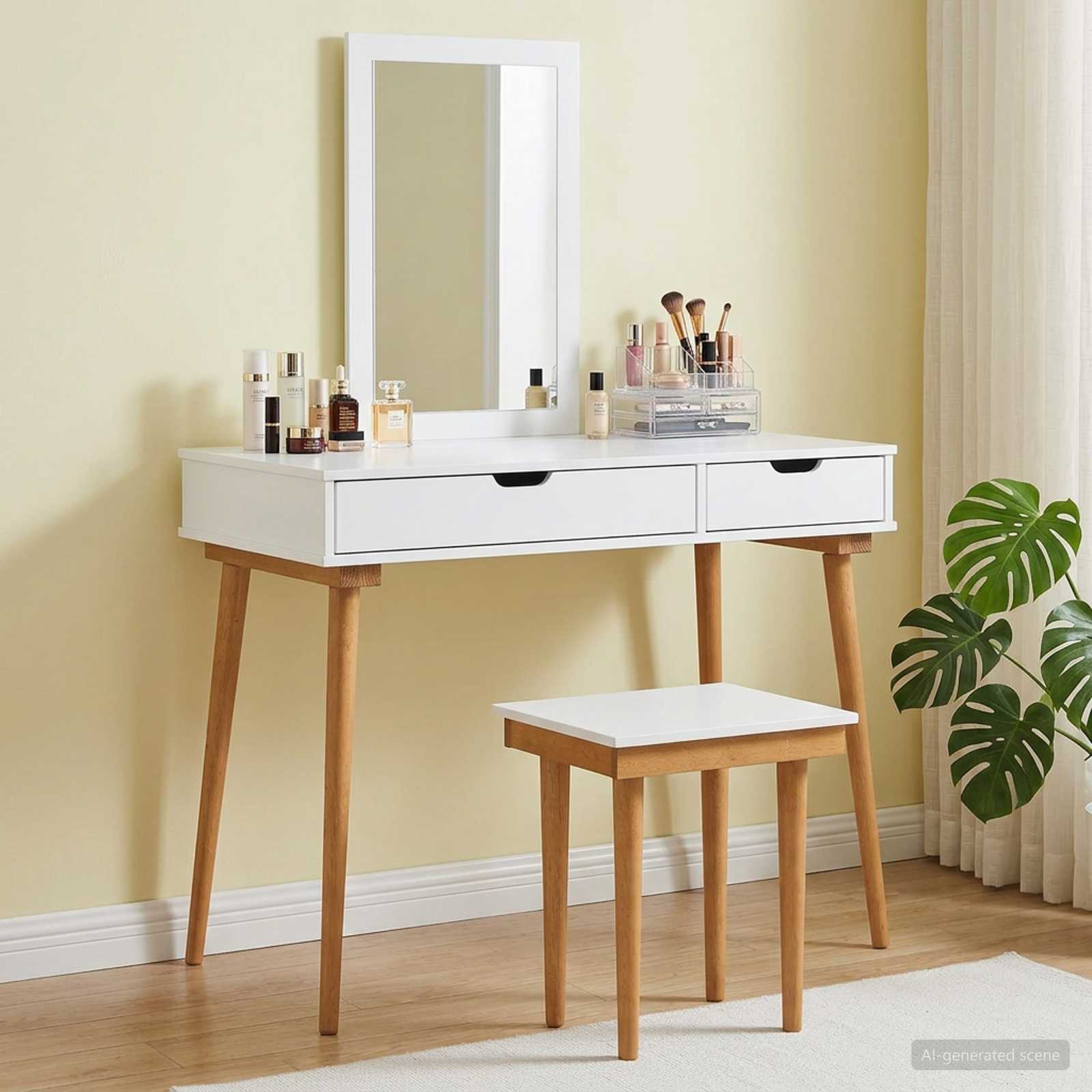 Ensemble de Coiffeuse FAUSKE 3 pc Blanc 100 x 50 x 143 cm - XIOS