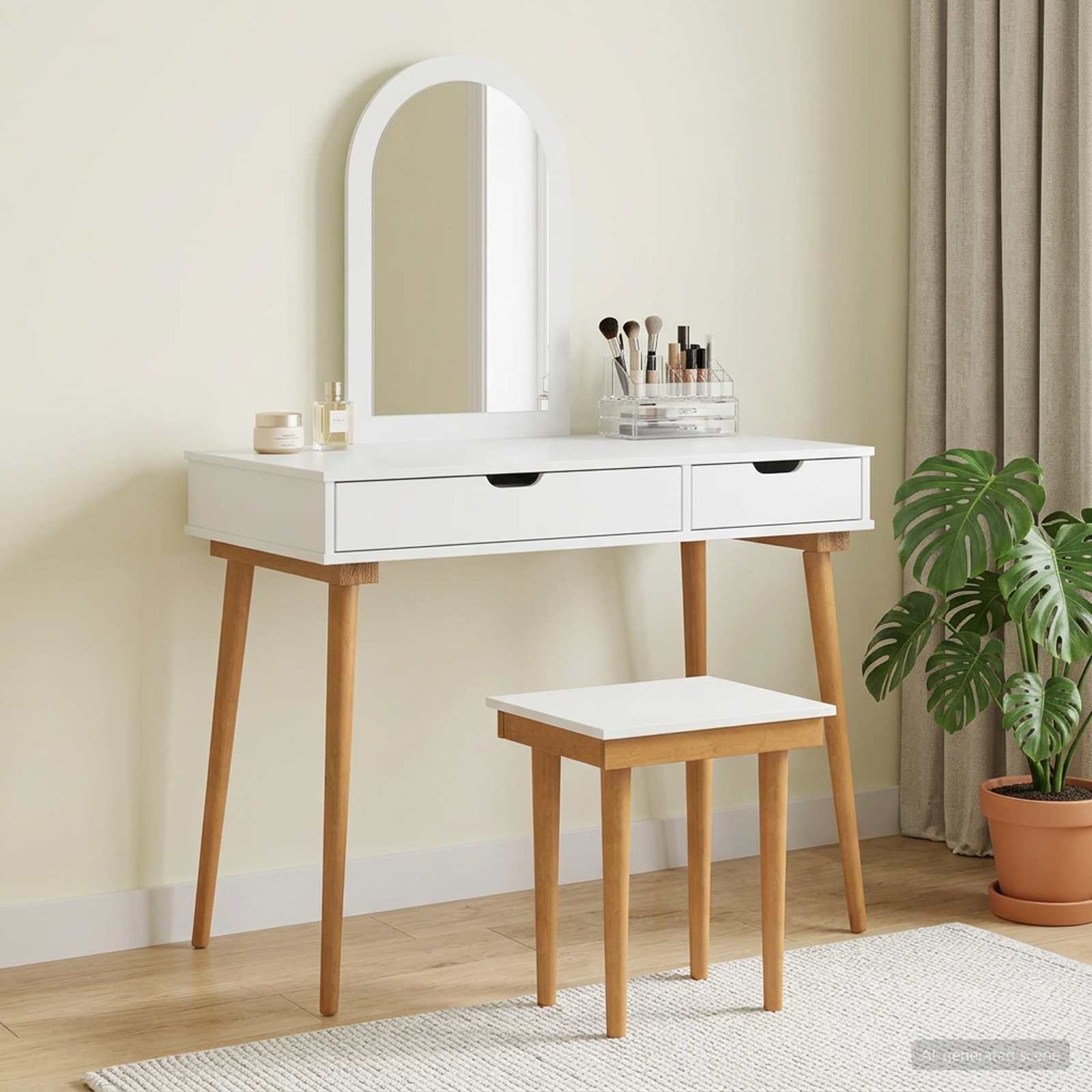 Ensemble de Coiffeuse FAUSKE 3 pc Blanc 100 x 50 x 143 cm - XIOS