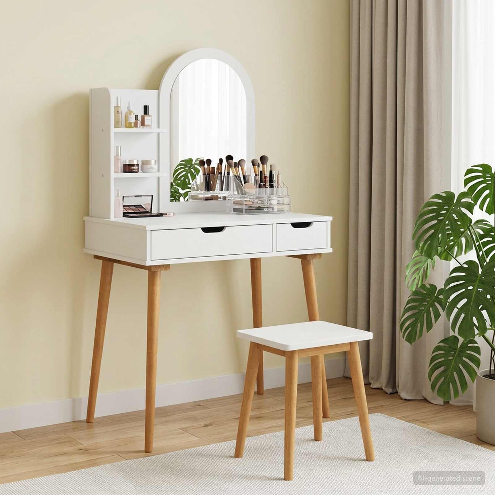 Ensemble de Coiffeuse FAUSKE 3 pc Blanc 76 x 50 x 143 cm - XIOS