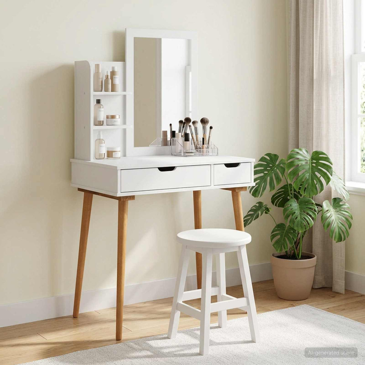 Ensemble de Coiffeuse FAUSKE 3 pc Blanc 76 x 50 x 143 cm - XIOS