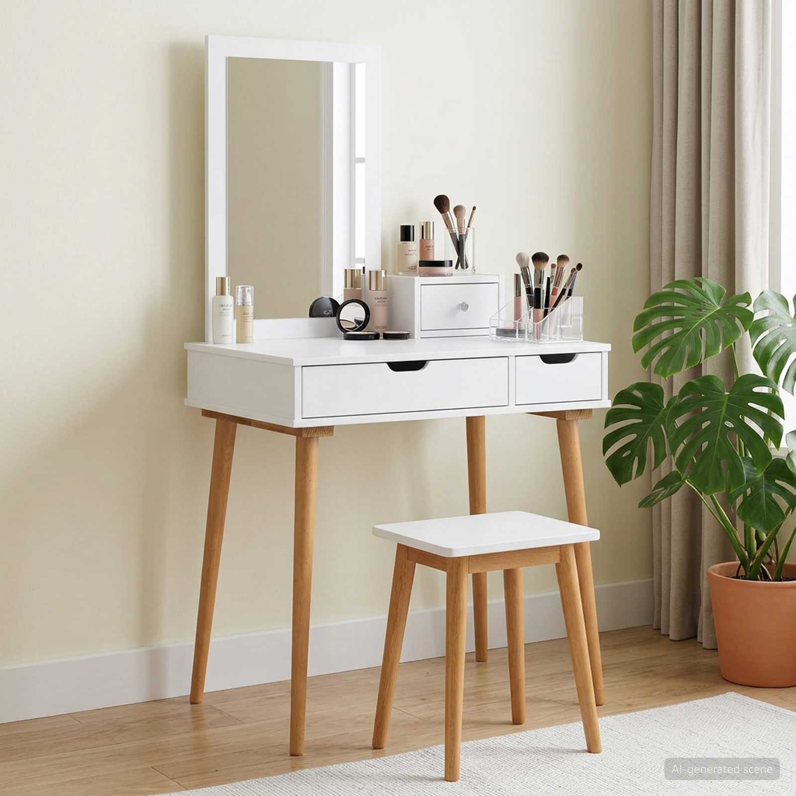 Ensemble de Coiffeuse FAUSKE 3 pc Blanc 76 x 50 x 143 cm - XIOS