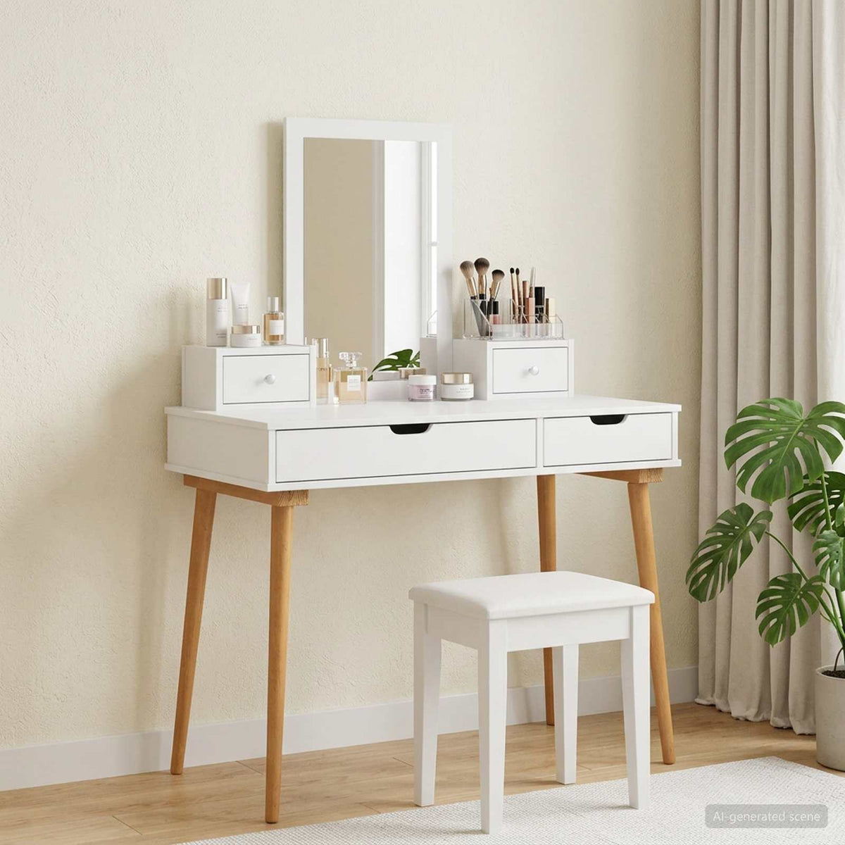 Ensemble de Coiffeuse FAUSKE 4 pc Blanc 100 x 50 x 143 cm - XIOS