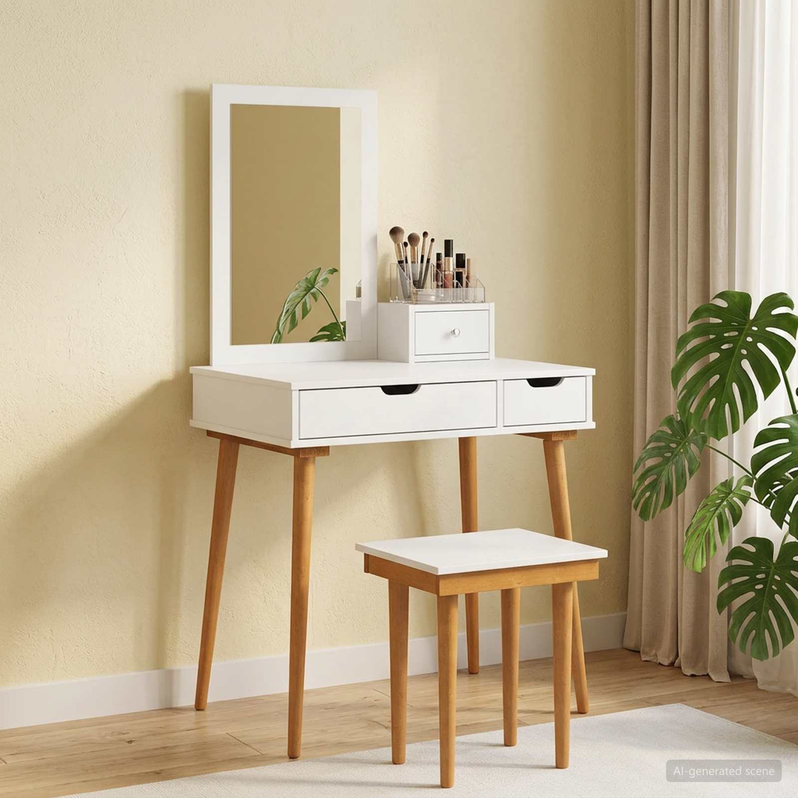 Ensemble de Coiffeuse FAUSKE 4 pc Blanc 76 x 50 x 143 cm - XIOS