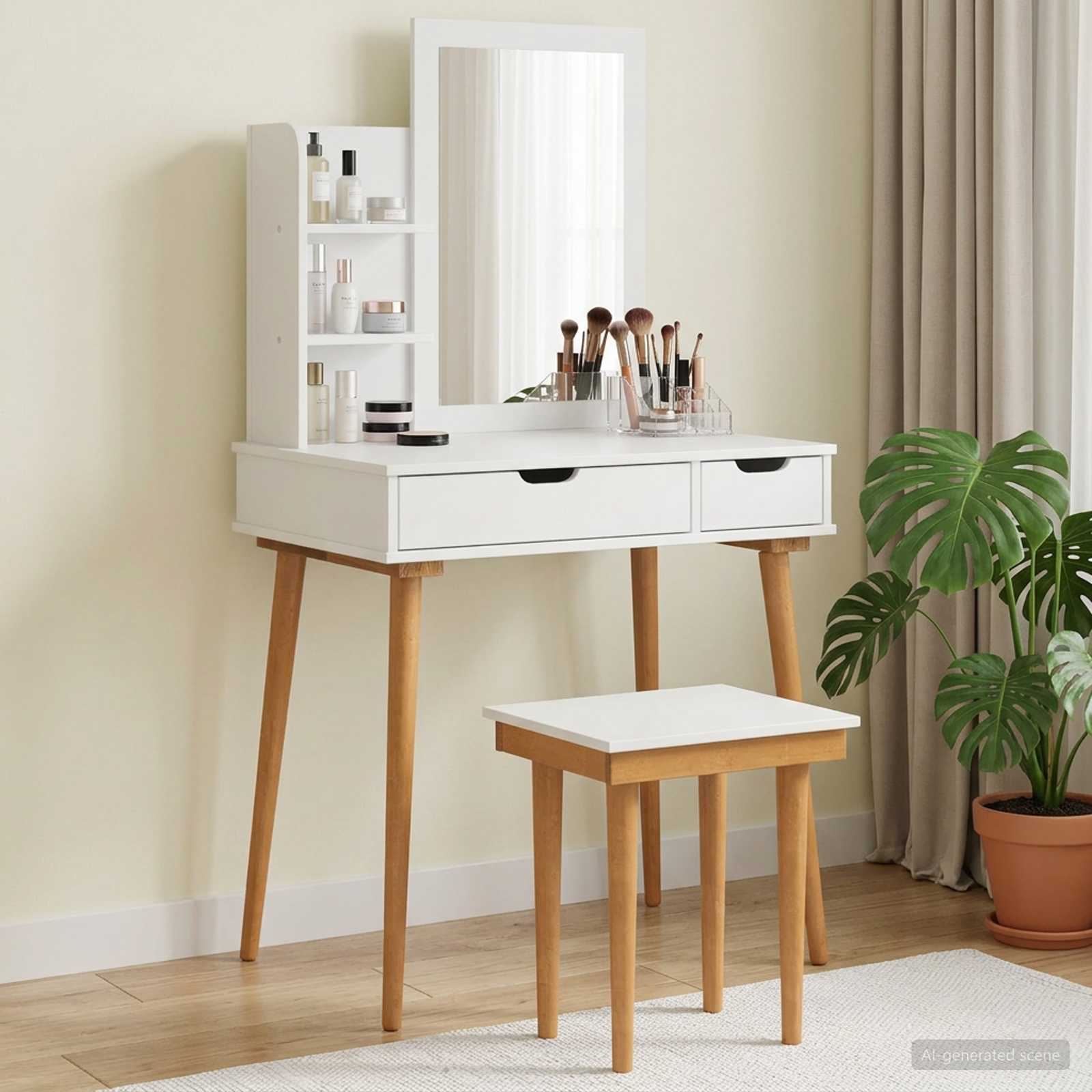 Ensemble de Coiffeuse FAUSKE 4 pc Blanc 76 x 50 x 143 cm - XIOS