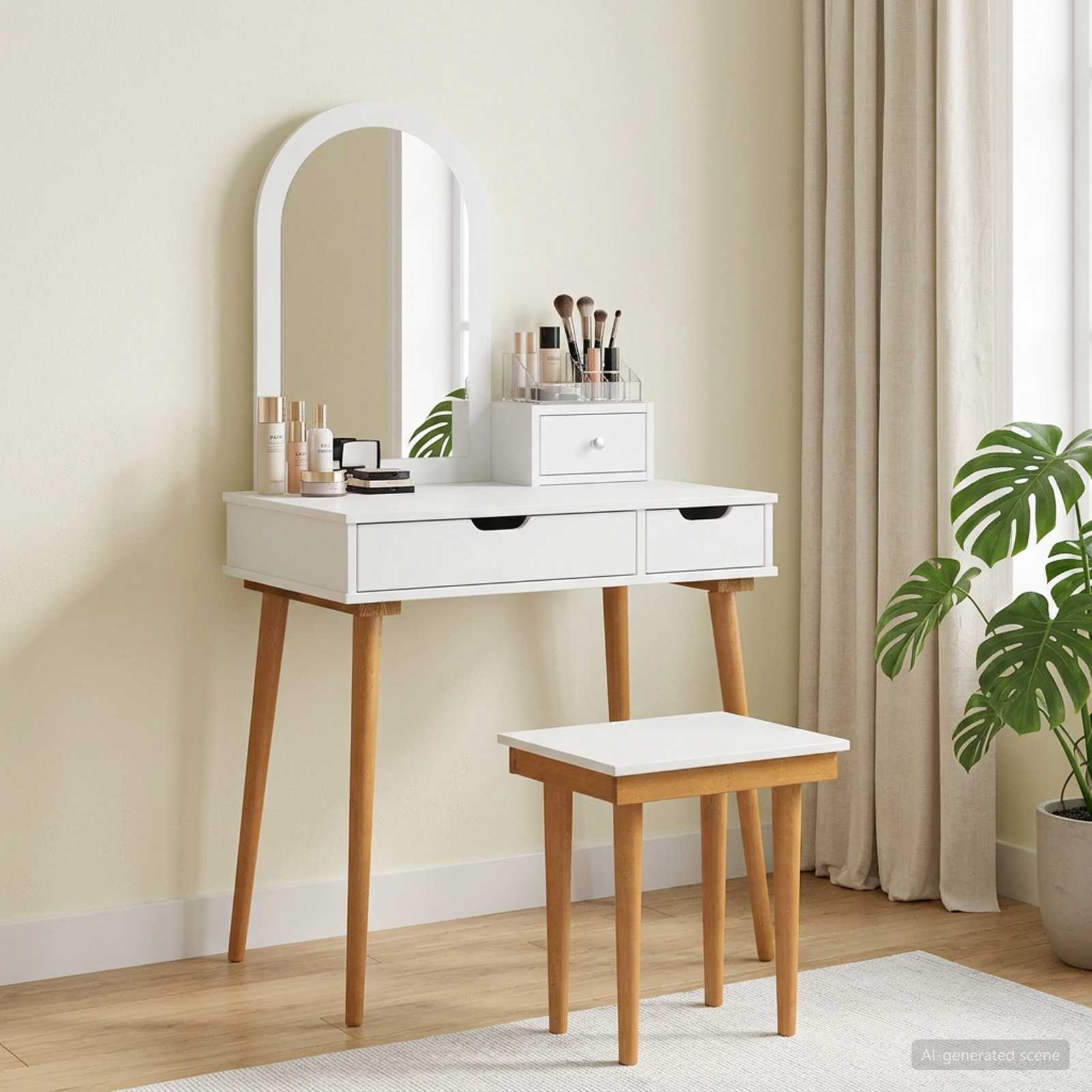 Ensemble de Coiffeuse FAUSKE 4 pc Blanc 76 x 50 x 143 cm - XIOS