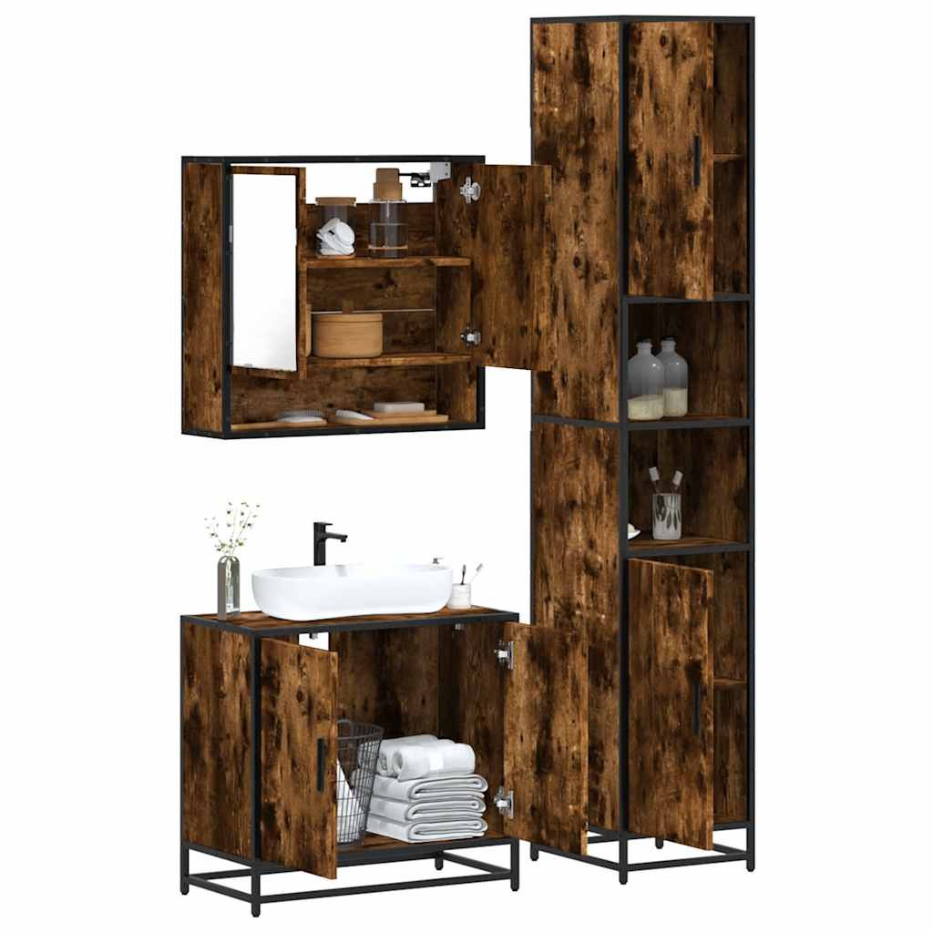 Ensemble de meubles de salle de bain 3 pcs Chêne fumé - XIOS
