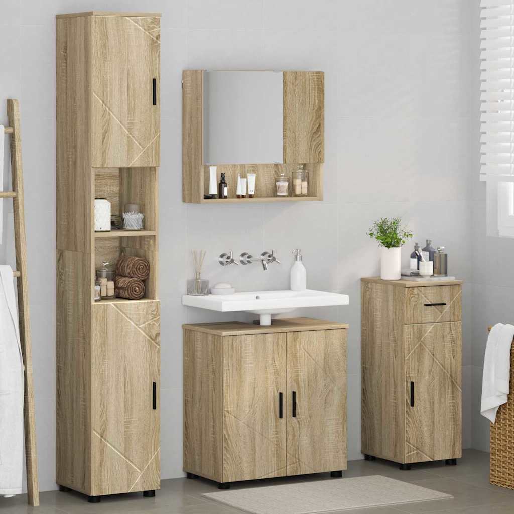 Ensemble de mobilier de salle de bain 4 pc Chêne Sonoma - XIOS