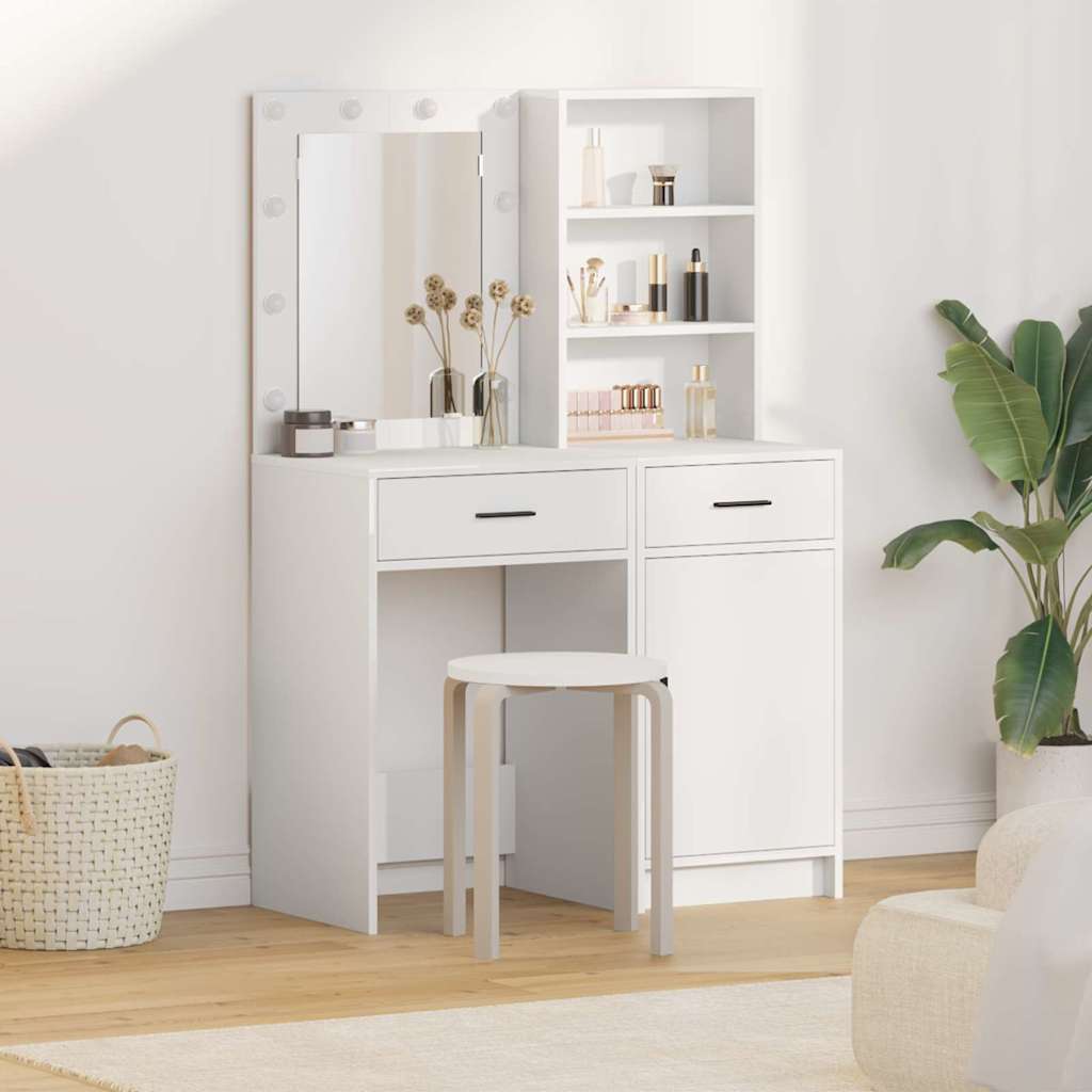 Ensemble de table de maquillage avec LED 2 pc Blanc - XIOS