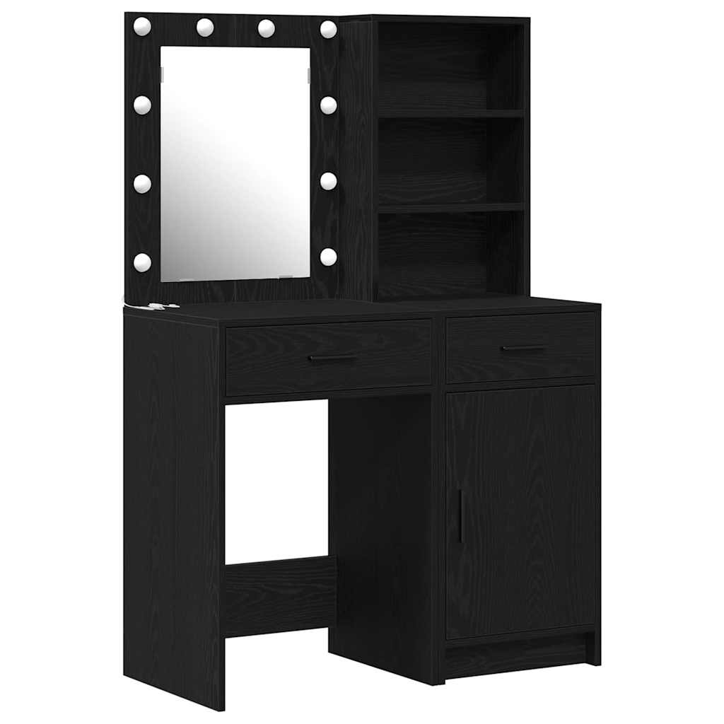 Ensemble de table de maquillage avec LED 2 pc Chêne noir - XIOS