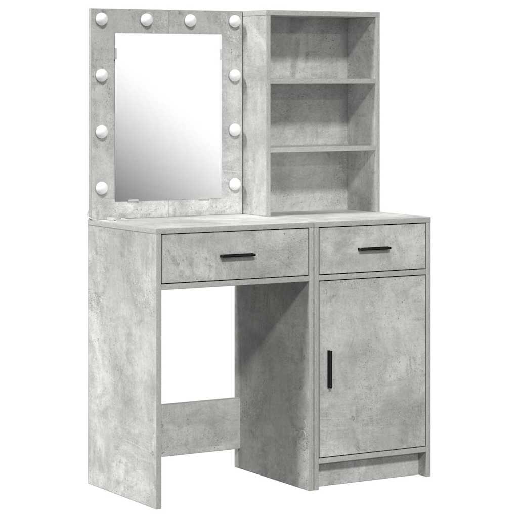 Ensemble de table de maquillage avec LED 2 pc Gris béton - XIOS
