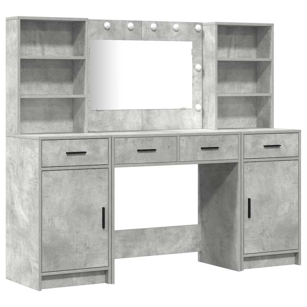 Ensemble de table de maquillage avec LED 3 pc Gris béton - XIOS