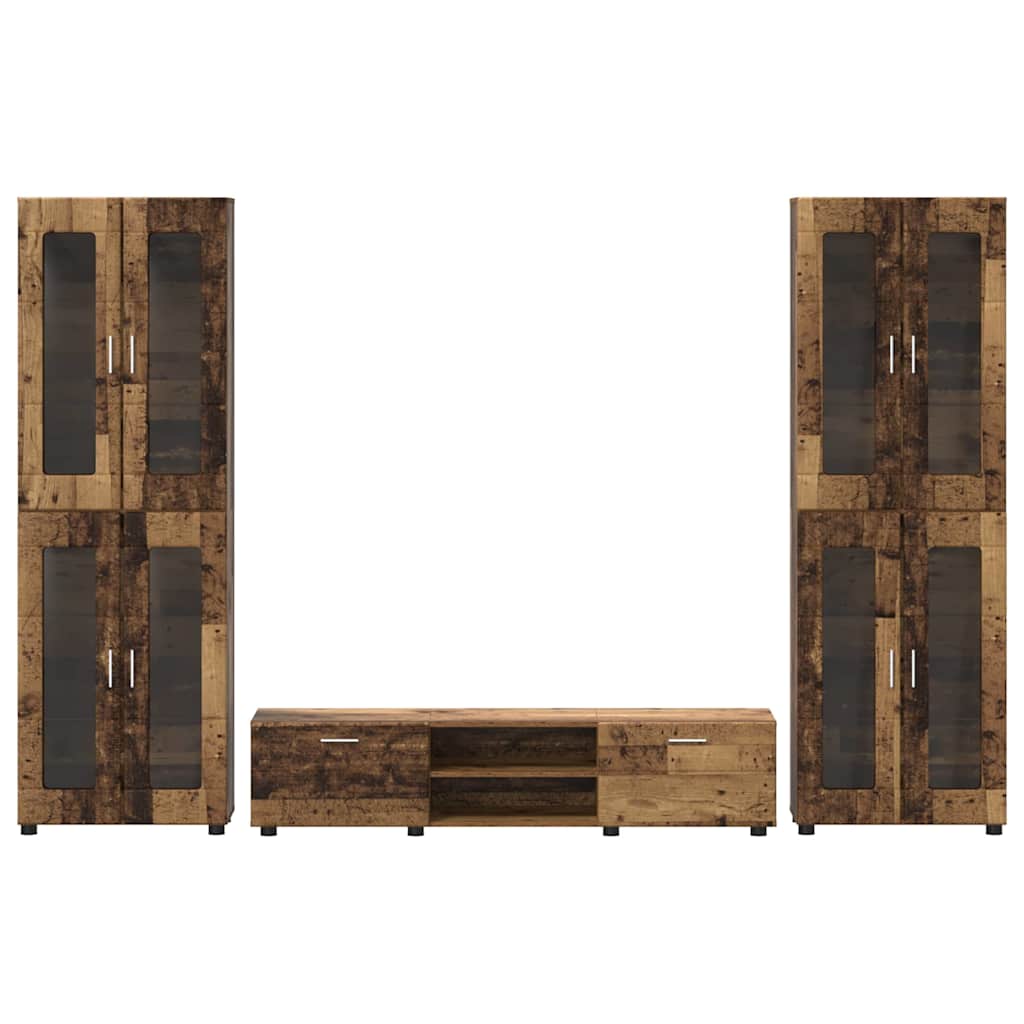 Ensemble meuble TV FLORIN 3 pc Bois ancien Bois d'ingénierie - XIOS