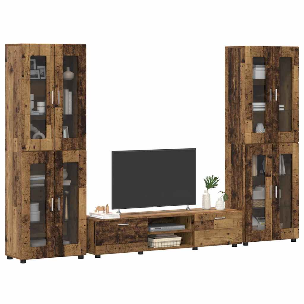 Ensemble meuble TV FLORIN 3 pc Bois ancien Bois d'ingénierie - XIOS