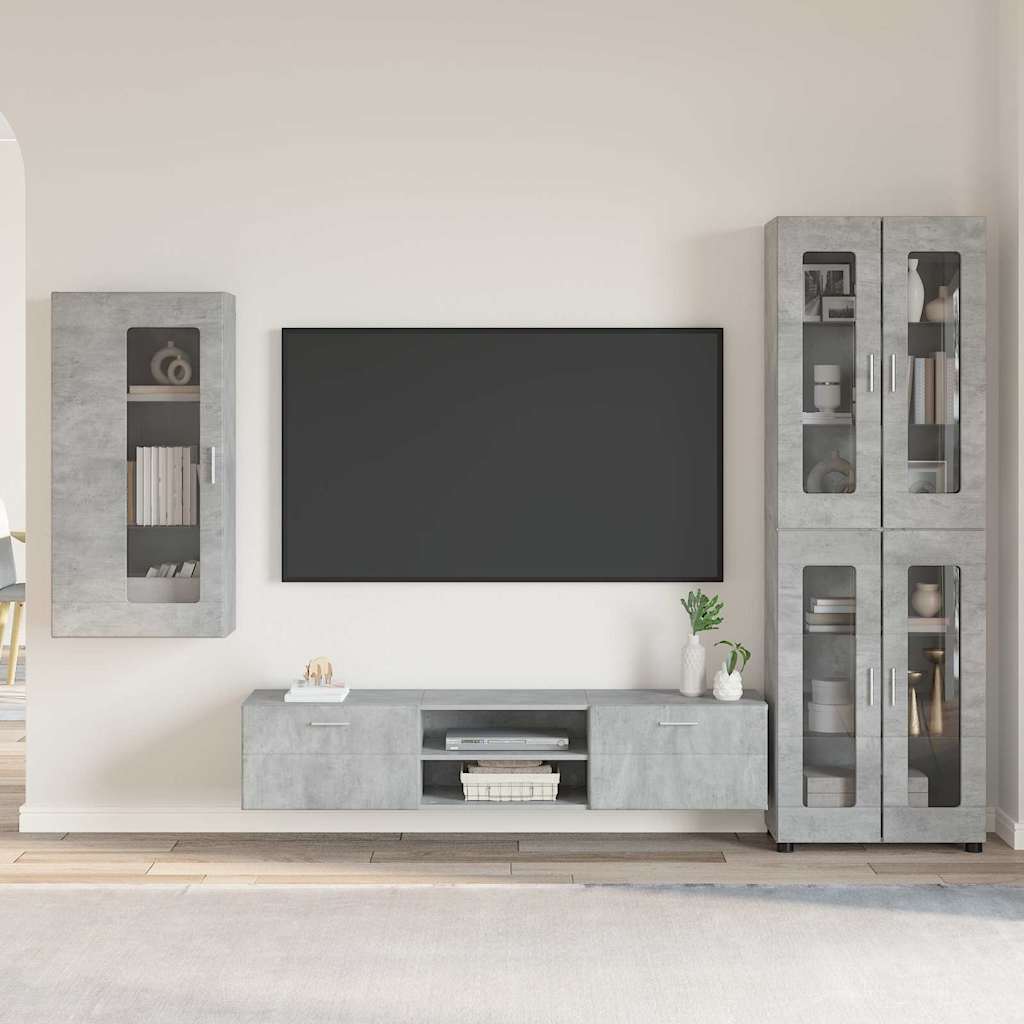 Ensemble meuble TV FLORIN 3 pc Gris béton Bois d'ingénierie - XIOS