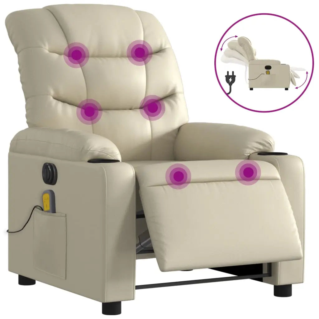 Fauteuil de massage inclinable électrique crème similicuir - XIOS