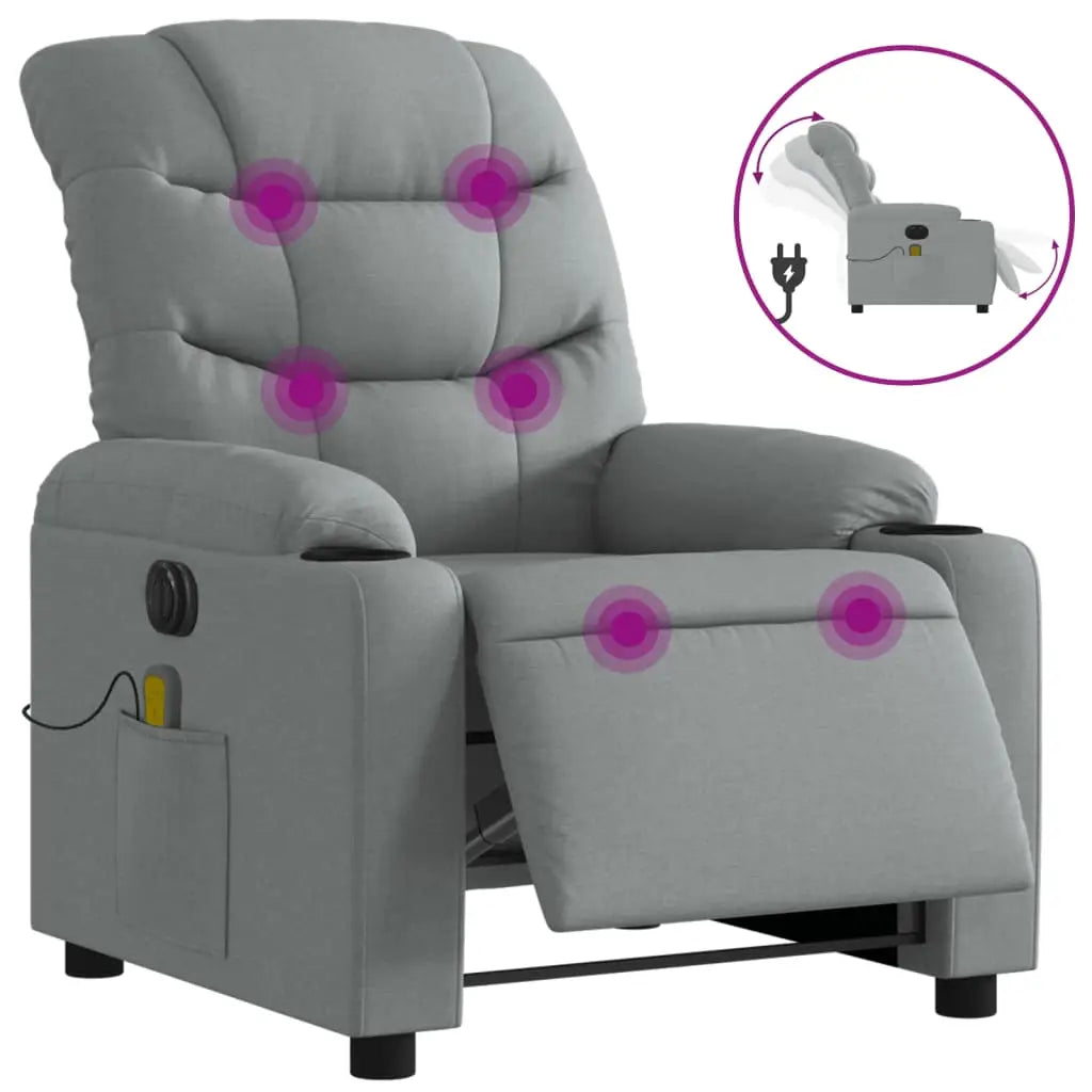 Fauteuil de massage inclinable électrique gris clair tissu - XIOS