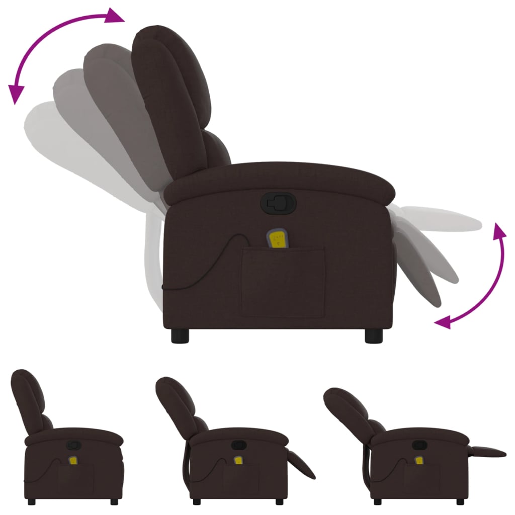 Fauteuil de massage inclinable Marron foncé Tissu - XIOS