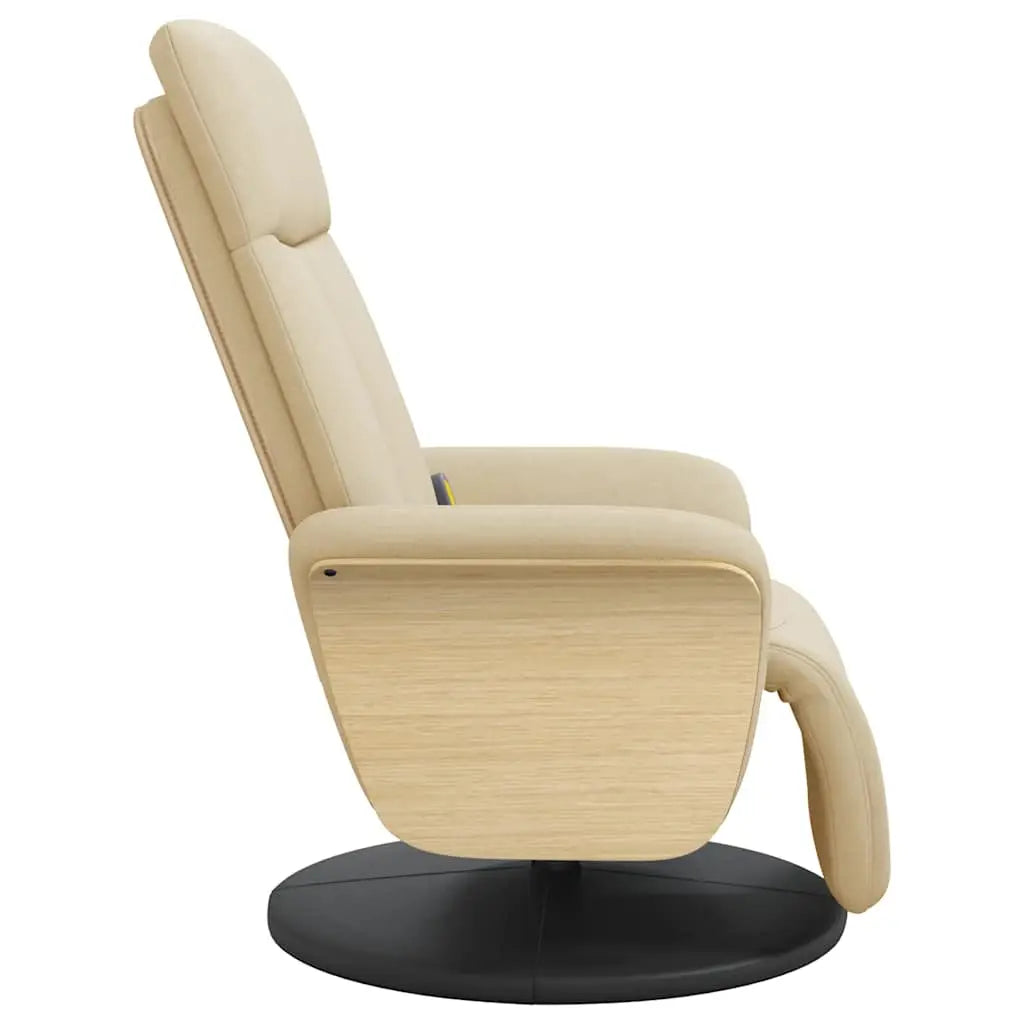 Fauteuil inclinable de massage avec repose-pieds crème tissu - XIOS