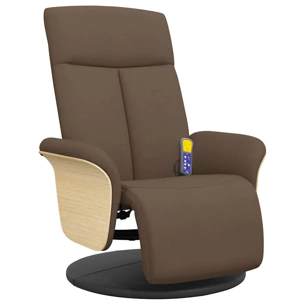 Fauteuil inclinable de massage avec repose-pieds marron tissu - XIOS
