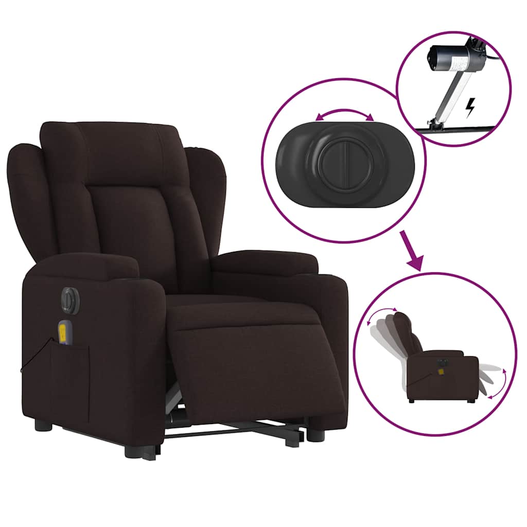 Fauteuil inclinable de massage électrique Marron foncé Tissu - XIOS