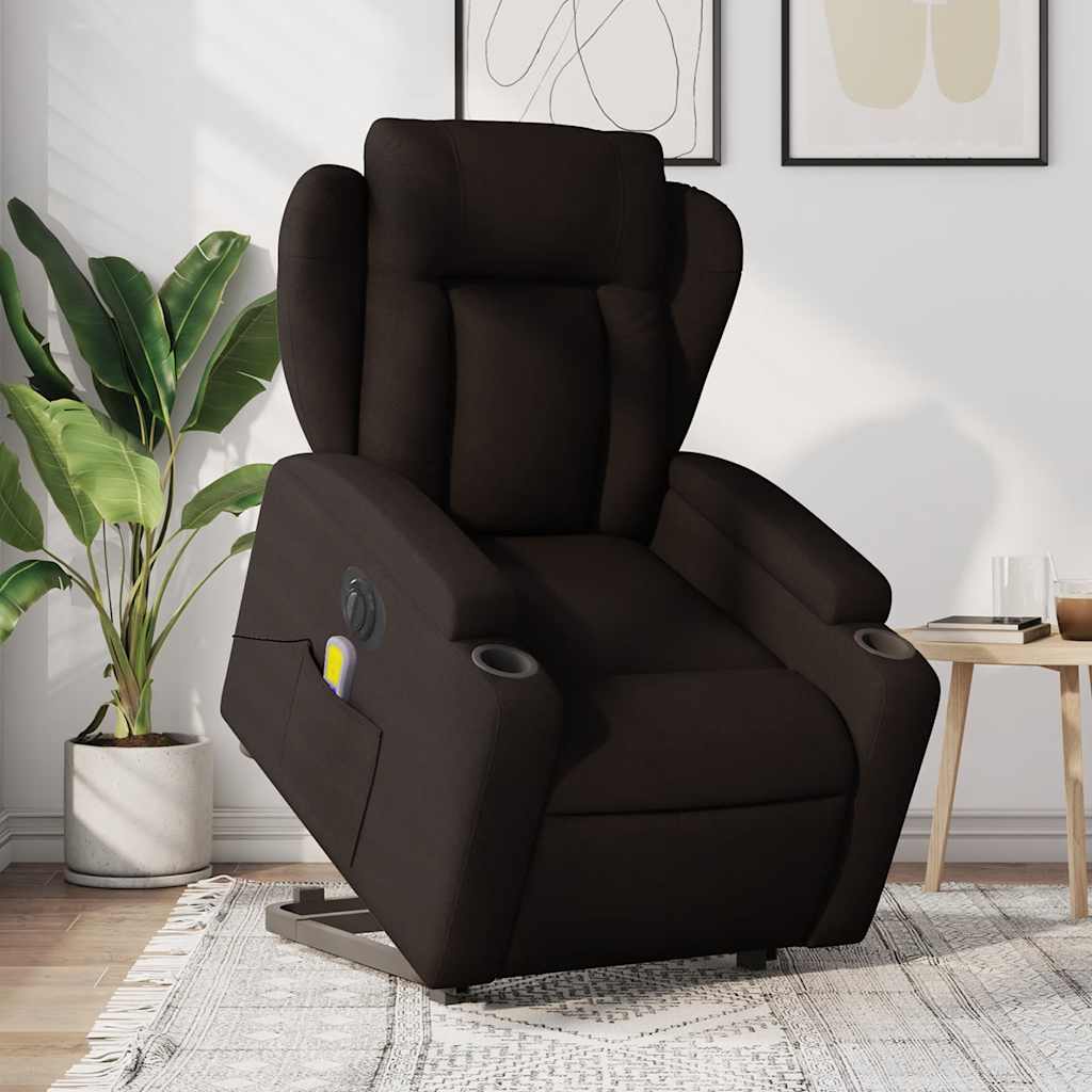 Fauteuil inclinable de massage électrique Marron foncé Tissu - XIOS