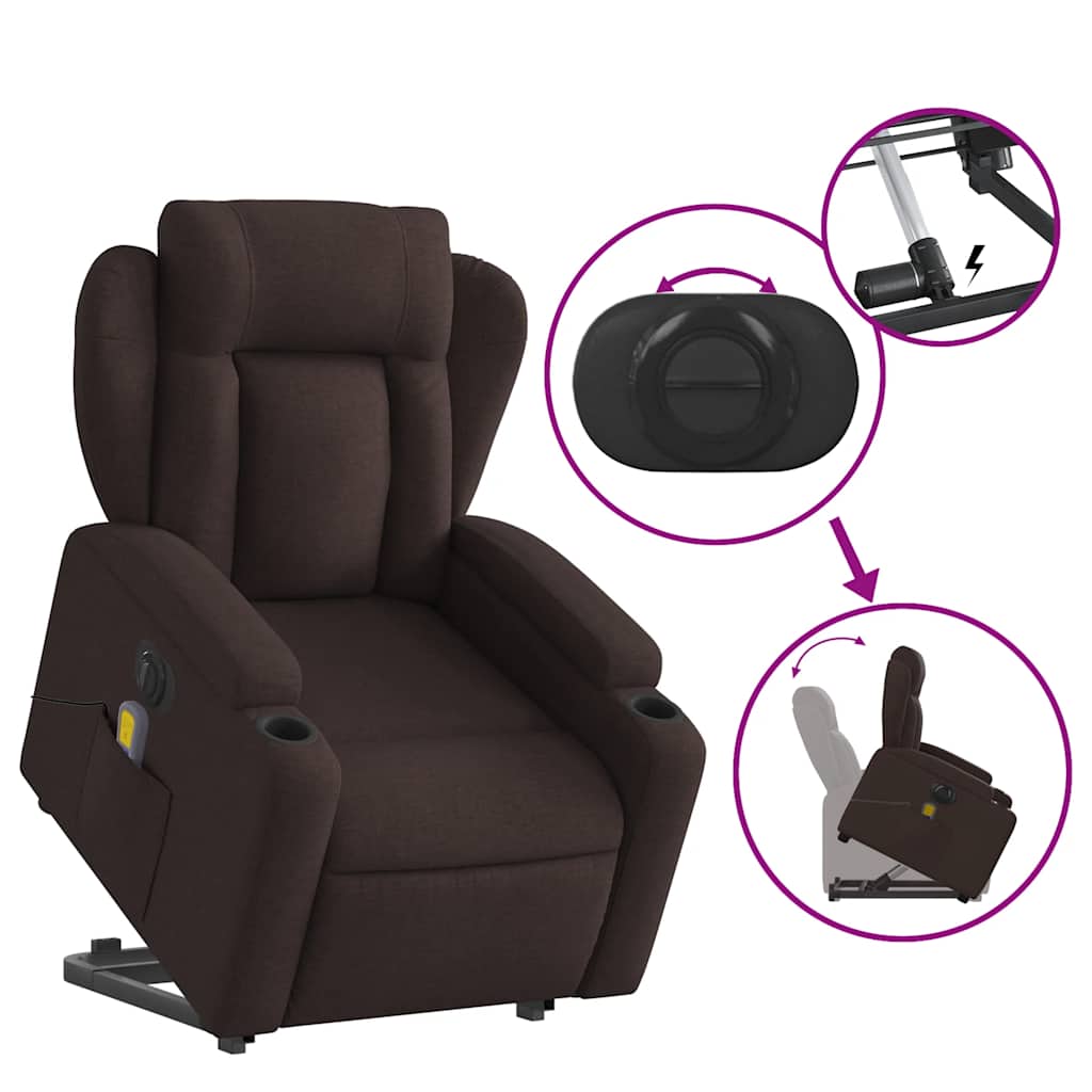 Fauteuil inclinable de massage électrique Marron foncé Tissu - XIOS