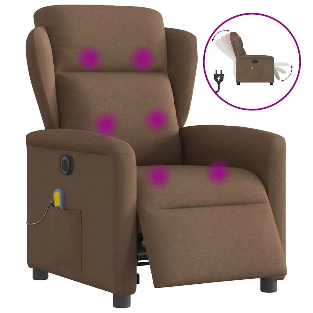 Fauteuil inclinable de massage électrique marron tissu - XIOS