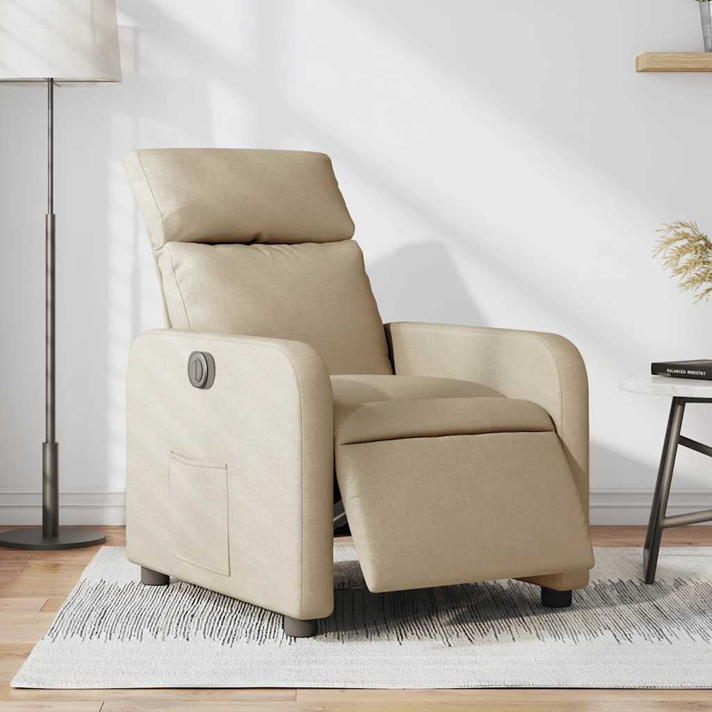 Fauteuil inclinable électrique Crème Tissu - XIOS