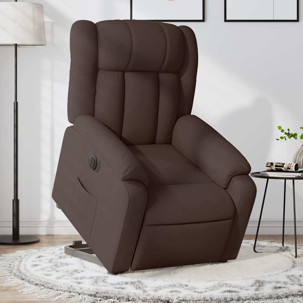 Fauteuil inclinable électrique marron foncé tissu - XIOS