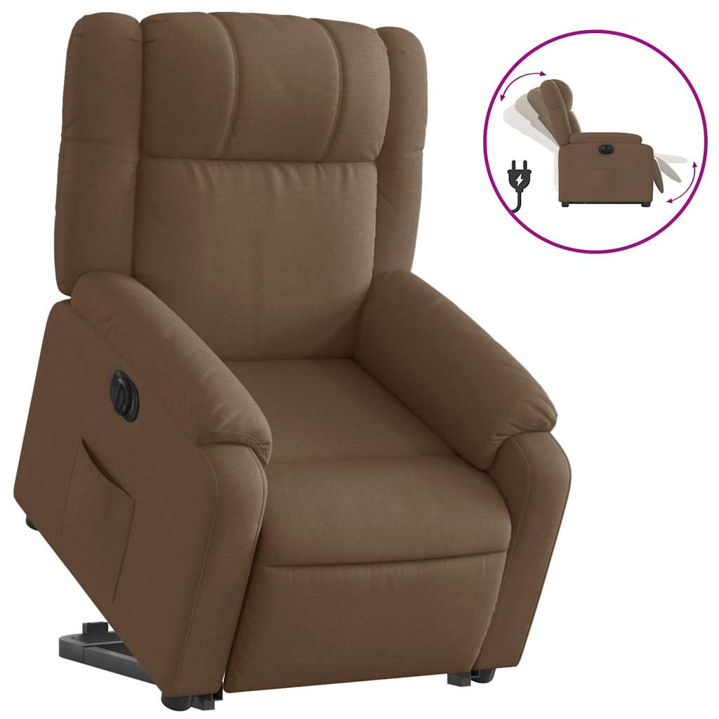 Fauteuil inclinable électrique marron tissu - XIOS