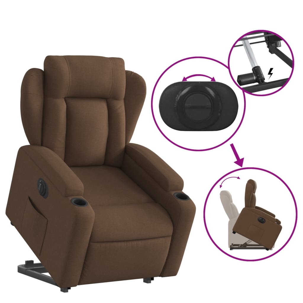 Fauteuil inclinable électrique marron tissu - XIOS