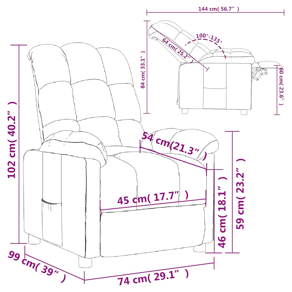 Fauteuil inclinable Marron foncé Tissu - XIOS