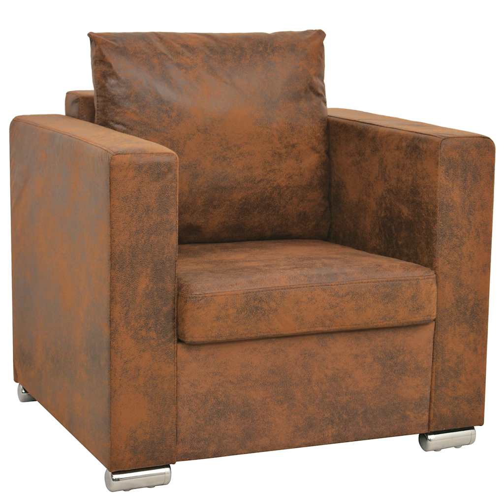 Fauteuil marron 82 x 73 x 82 cm en similicuir suédé - XIOS
