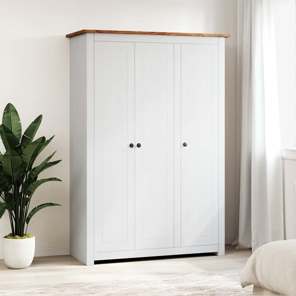 Garde-robe 3 portes Blanc 118x50x171,5cm Pin Assortiment Panama - XIOS
