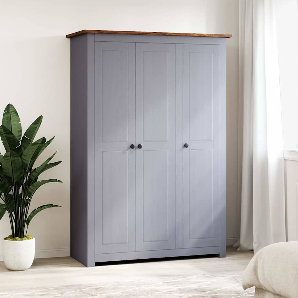 Garde-robe 3 portes Gris 118x50x171,5 cm Pin Assortiment Panama - XIOS