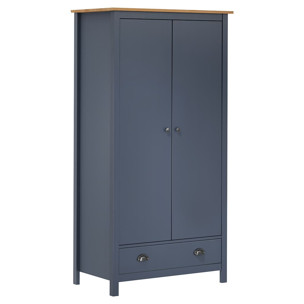 Garde-robe à 2 portes Hill Gris 89x50x170cm Bois de pin solide - XIOS