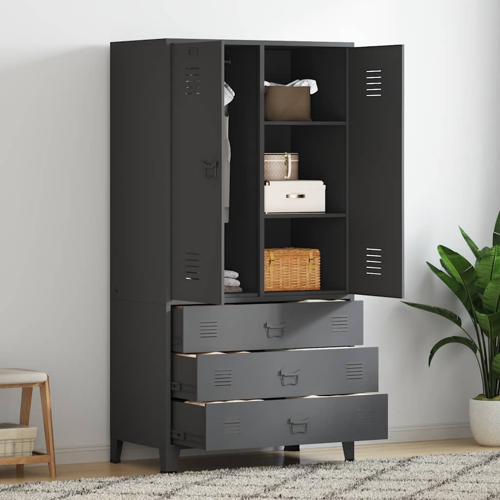 Garde-robe industrielle Anthracite 90x50x180 cm Métal - XIOS