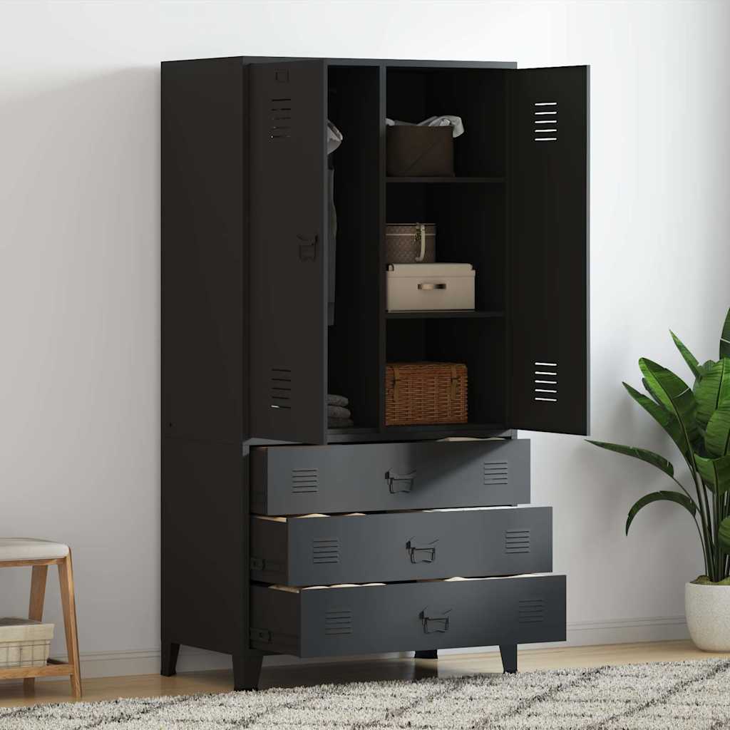 Garde-robe industrielle Noir 90x50x180 cm Métal - XIOS