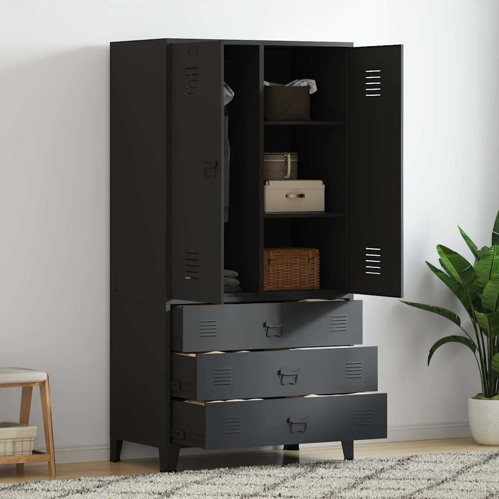Garde-robe industrielle Noir 90x50x180 cm Métal - XIOS