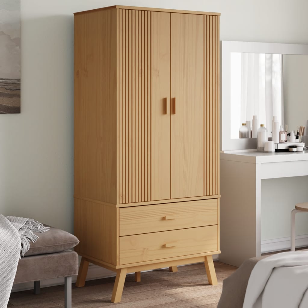 Garde-robe OLDEN marron 76,5x53x172 cm bois massif de pin - XIOS