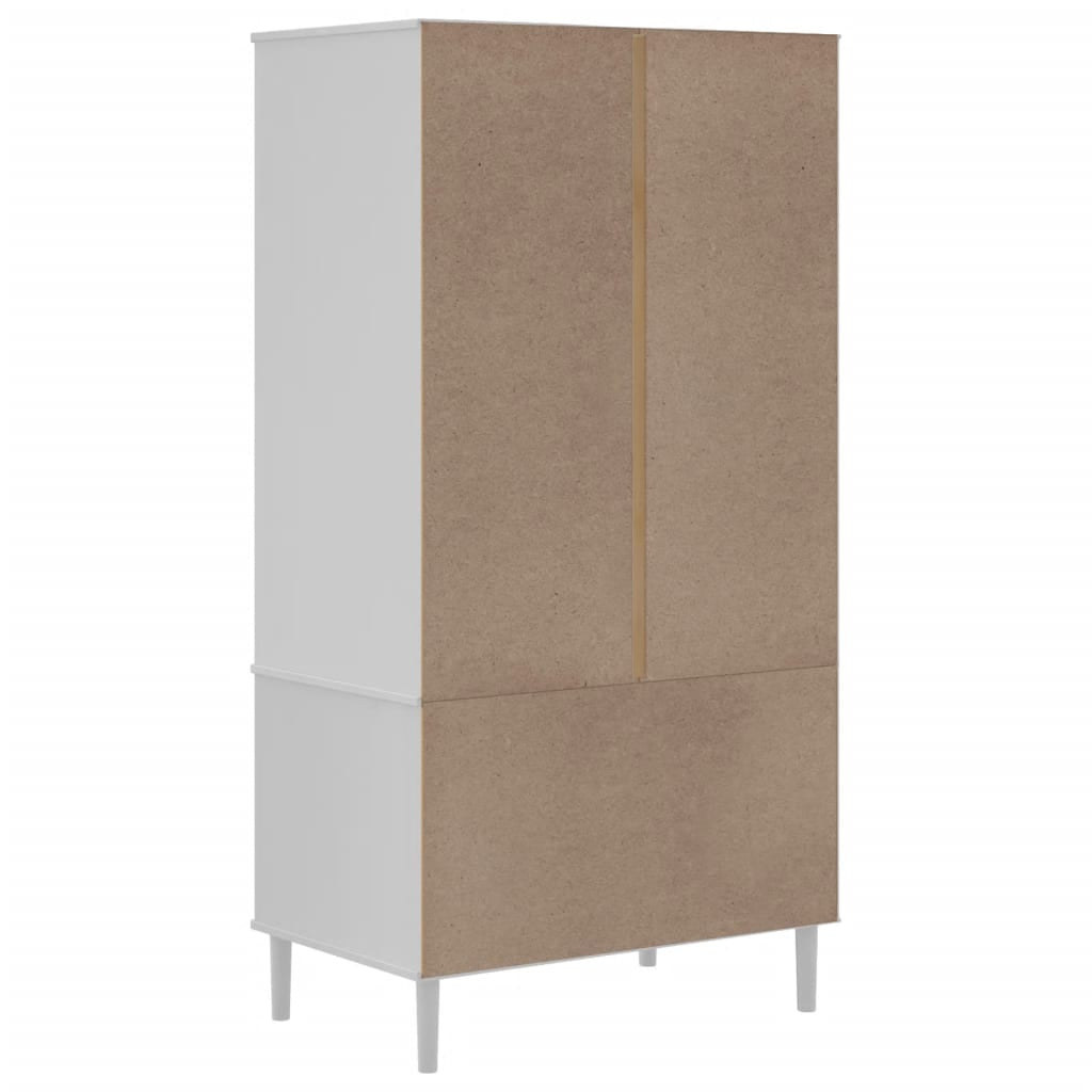 Garde-robe SENJA aspect rotin blanc 90x55x175cm bois massif pin - XIOS