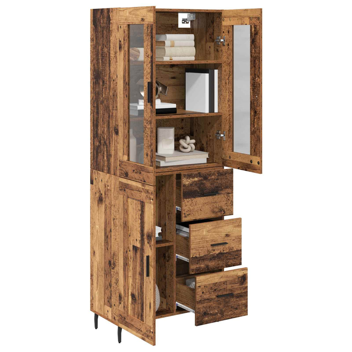 Haut Armoire 2 pc Bois Ancien 69,5 x 34 x 180 cm - XIOS