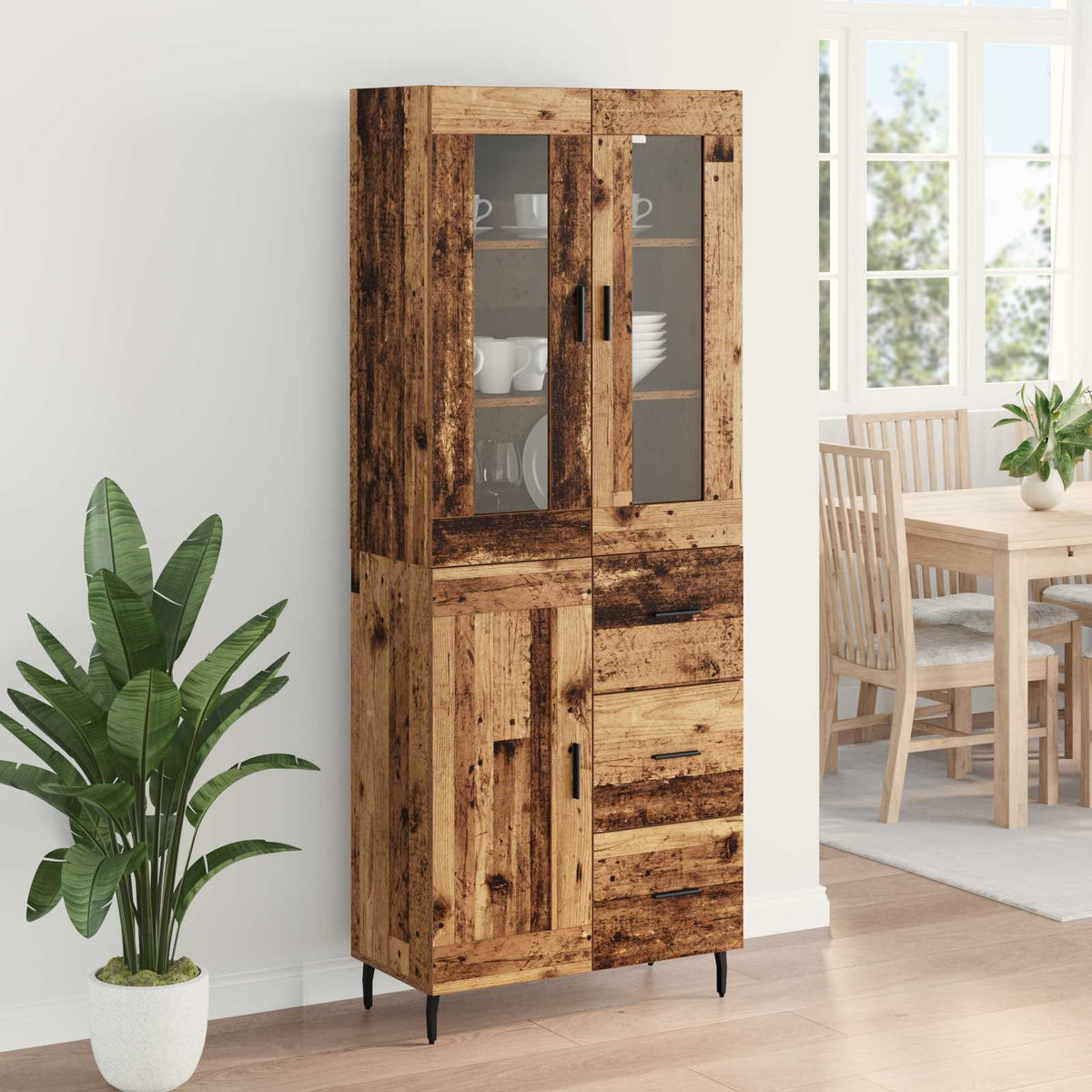 Haut Armoire 2 pc Bois Ancien 69,5 x 34 x 180 cm - XIOS