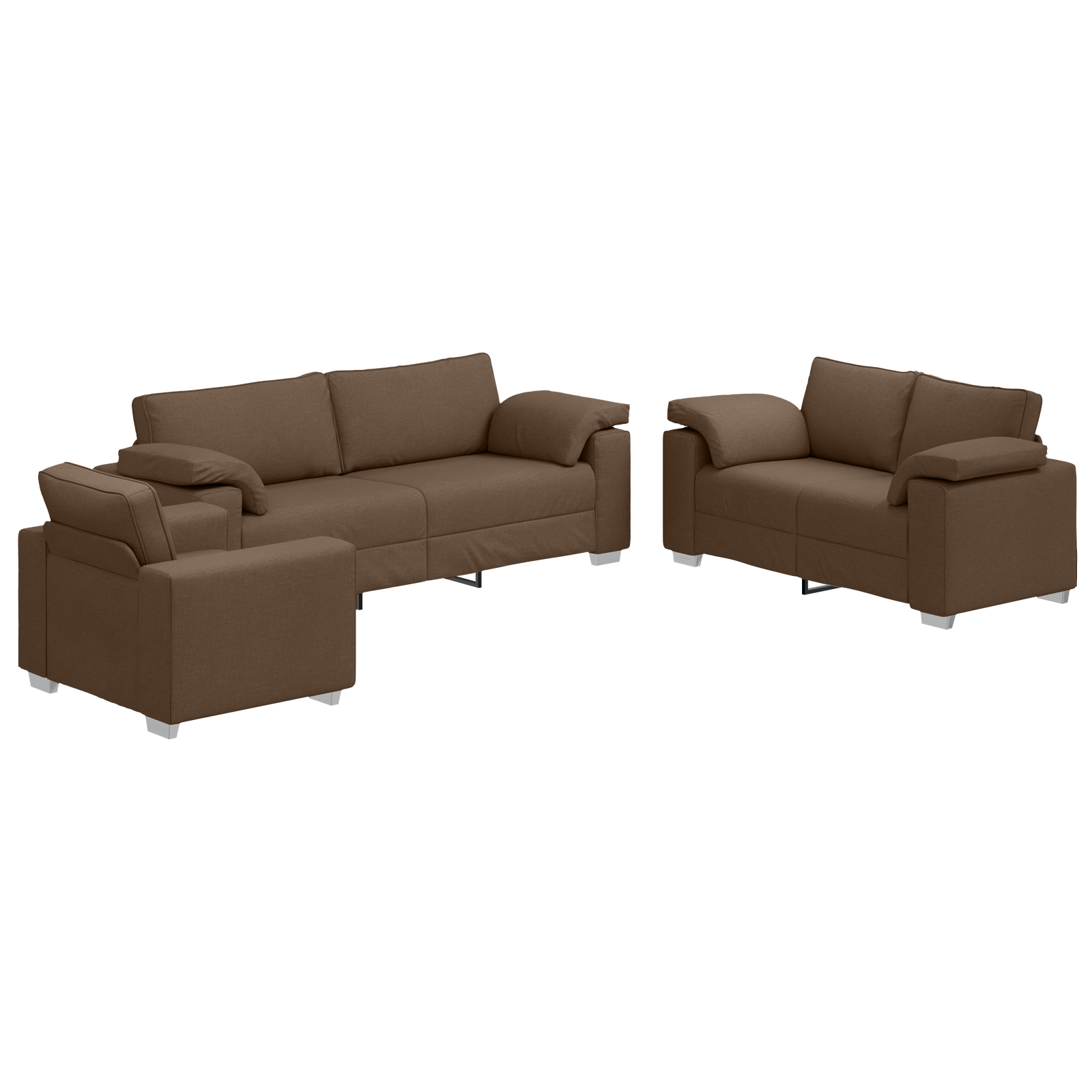 Ensemble de Canapés 3 pcs Marron 219 x 77 x 82 cm tissu - XIOS