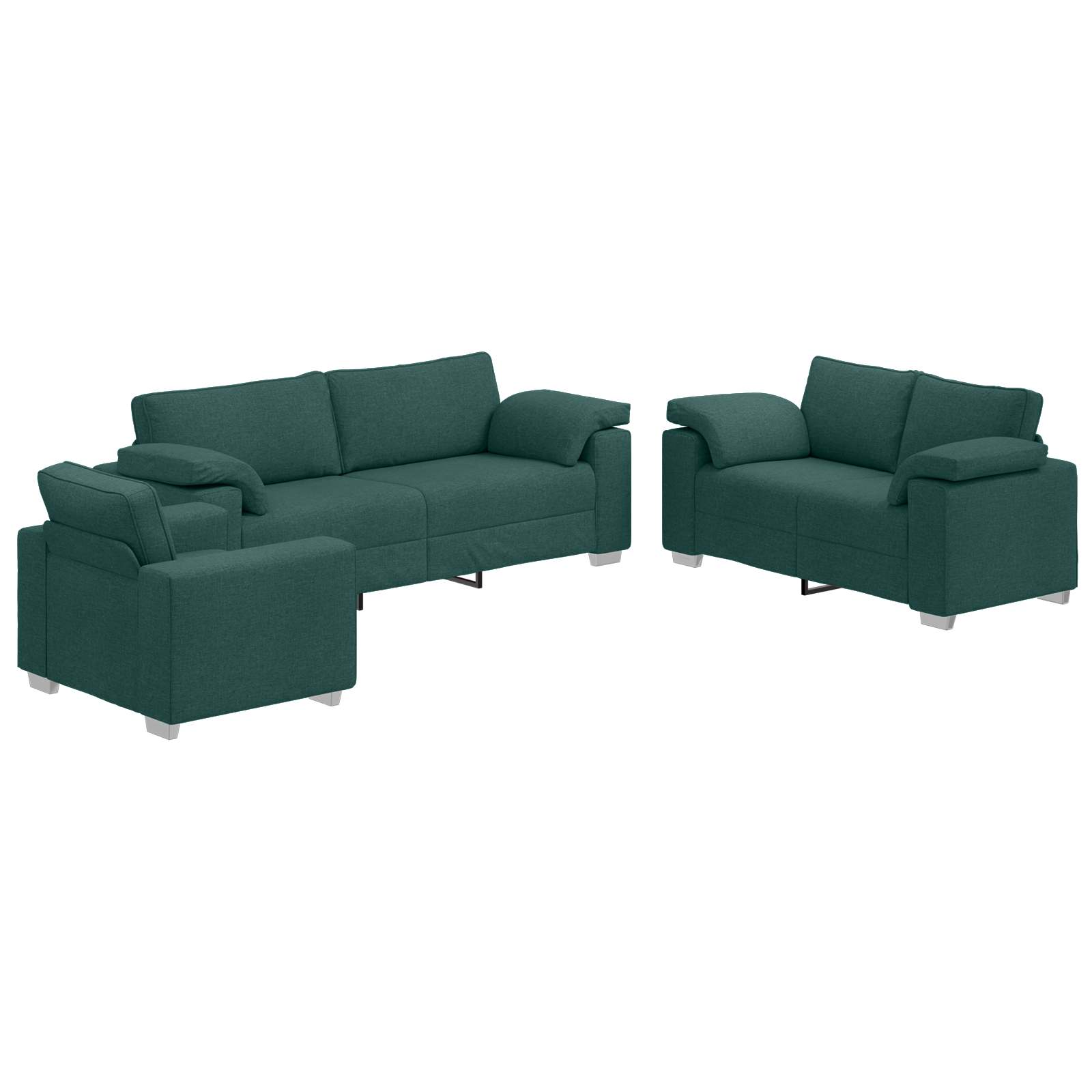 Ensemble de Canapés 3 pcs Vert foncé 219 x 77 x 82 cm tissu - XIOS