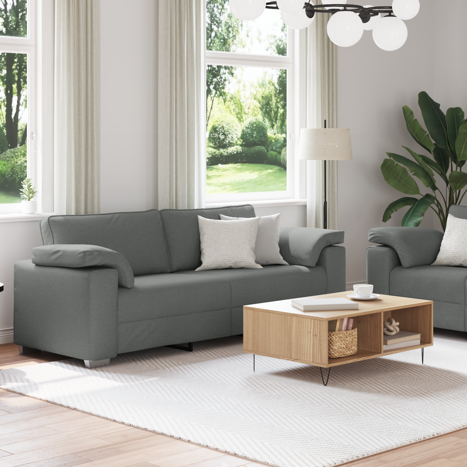 Ensemble de Canapés 2 pcs Gris foncé 219 x 77 x 82 cm tissu - XIOS