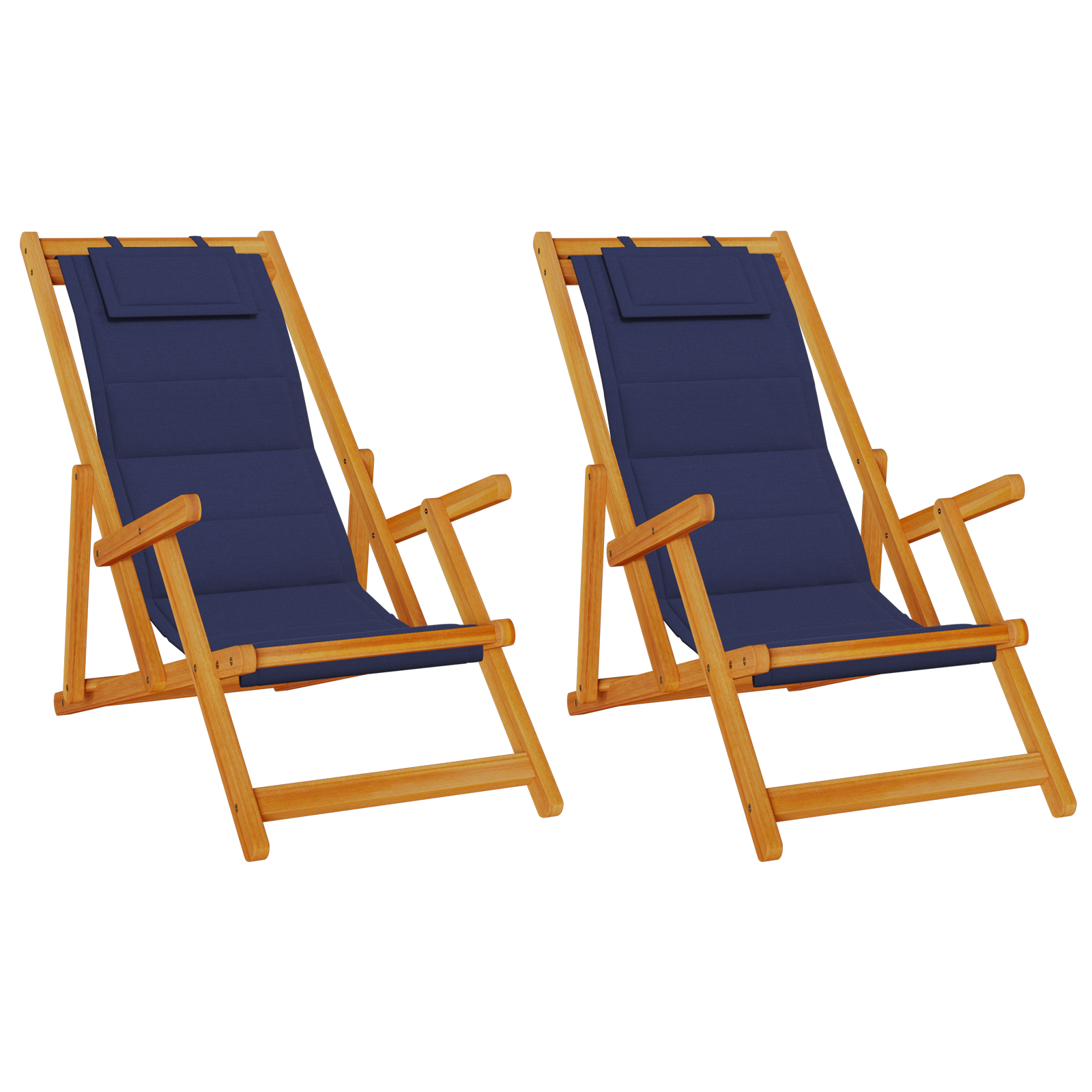 Chaises de plage pliantes vidaXL 2 pcs en bois d'acacia bleu et Textilène Chaises de jardin vidaXL