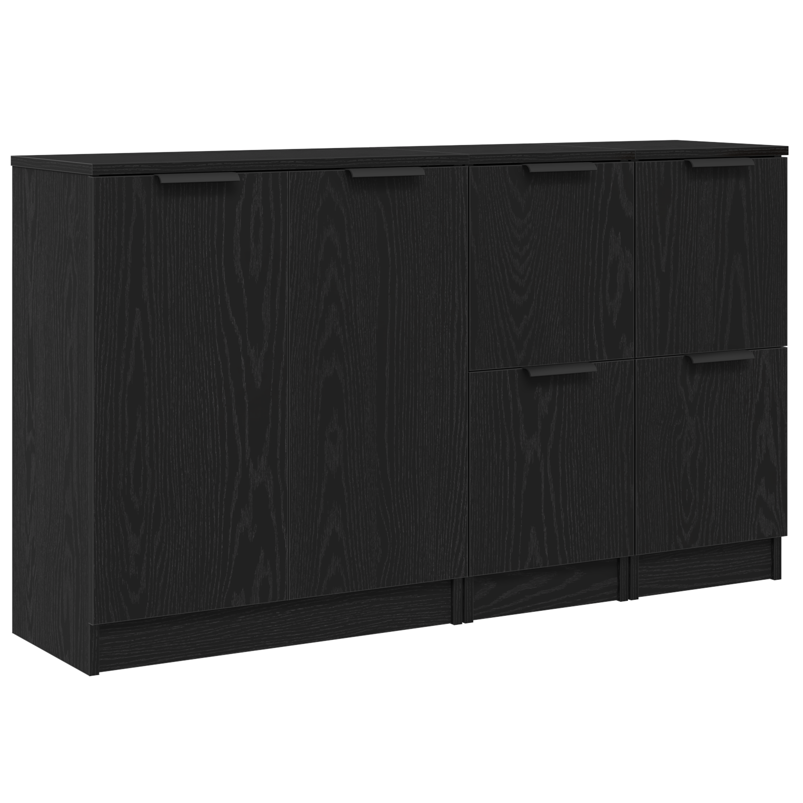Buffet 3 pc Chêne noir 120 x 30 x 70 cm Bois d'ingénierie - XIOS